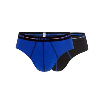 Pack of two blue and black midi briefs